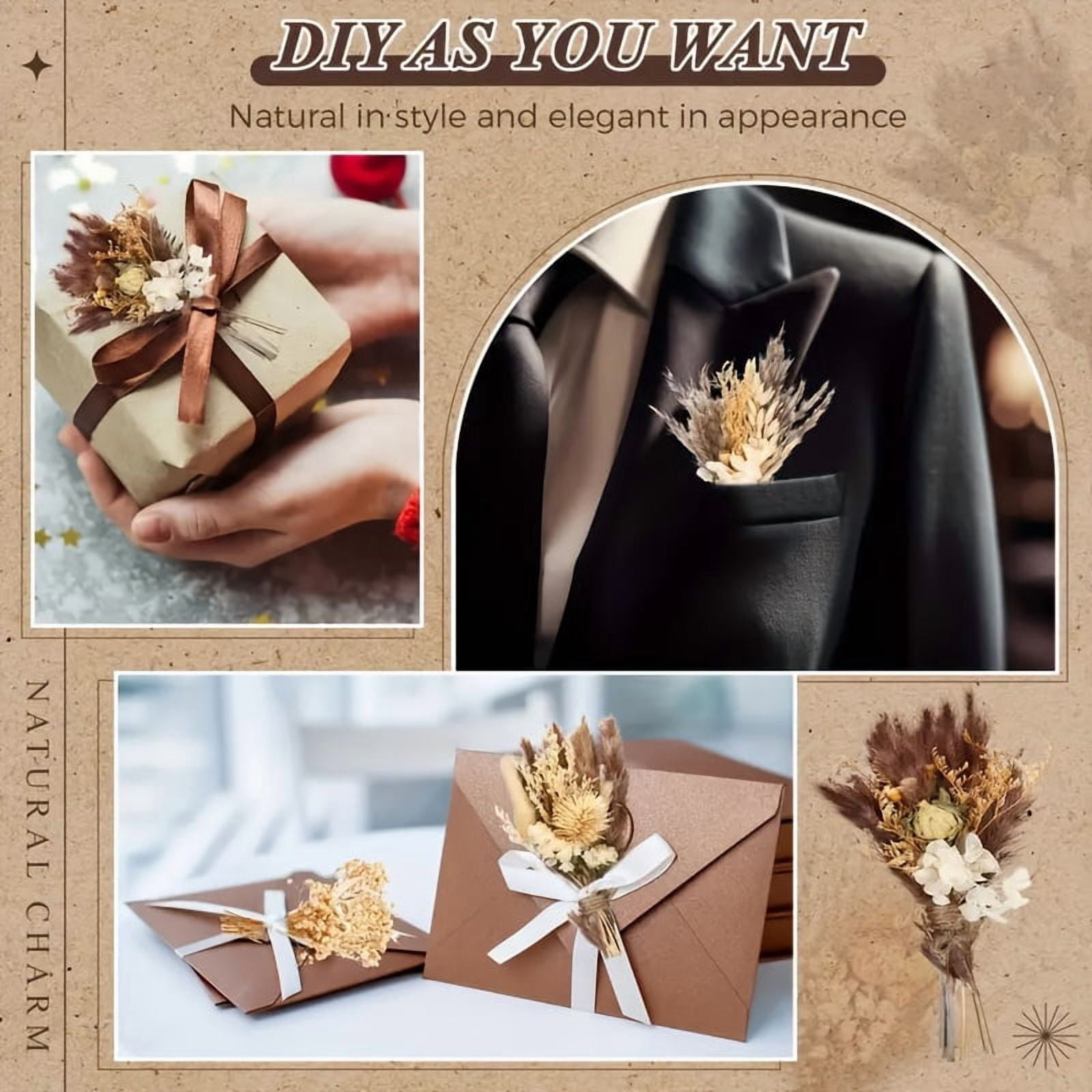 24Pcs Mini Dried Flower Bouquet, 6 Inch Small Dried Flowers With Soft Beige &White Tones, Daisies, Baby’s Breath, Perfect For Boho Wedding Decor, Rustic Wedding Decor, Vase Arrangements, Home Decor