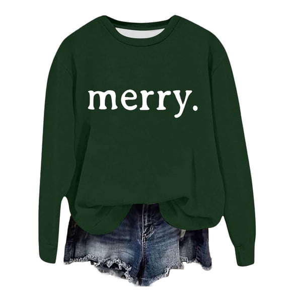 Women's Long Sleeved Crew Neck Christmas Print Lightweight Hoodie - Stylish Comfort for Everyday Wear Holiday Versatile Layering