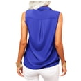 thumbnail image 4 of Sleeveless Women Solid Color Laple Button Down Casual Blouse Camisole With Pocket, 4 of 5