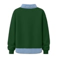 thumbnail image 5 of Smsaxvxz Sweatshirts for Women Fall Fashion Collar And Hem Denim Patchwork Shirts Loose Fit Pullover Tops Green M, 5 of 6