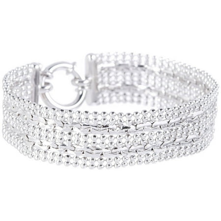 PORI Jewelers Italian Sterling Silver 2-Row Bead Fancy Bracelet, 7.5