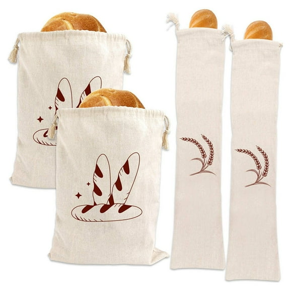 Ettsollp Drawstring Bread Bag Reusable Linen Bread Storage Bag Homemade Loaf Bread Container Unbleached Food Dry Fruits Bag Kitchen Gadgets