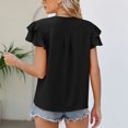 thumbnail image 4 of Las mujeres en capas de la colmena de la manga de cuello en V Casual Color llano vestido de verano Pullover Blusa Negro XXL, 4 of 6