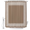 thumbnail image 2 of Brown Geometric Shower Curtains for Bathroom, White Greek Key Design Abstract Modern Art Waterproof Fabric Shower Curtain, Decorative Bathroom Curtain for Bathtub, 72"x78" , No Hooks Included, 2 of 9