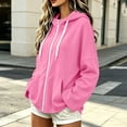 thumbnail image 6 of DJDLJWCJ Women's Full Zip Hoodies Loose Fit Long Sleeve Hoodie Sweatshirts Solid Color Lightweight Hooded Jacket Pink Size XL, 6 of 7