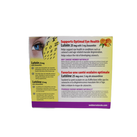 Webber Naturals Lutein 25 mg with Zeaxanthin 5 mg for Eye Health 175 Softgels