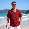 thumbnail image 4 of Hawaiian Shirts for Men Short Sleeve Casual Summer Beach Aloha Red Shirt Palm tree leaves T-Shirt, 4 of 7