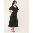 thumbnail image 3 of Moomaya Short Sleeve V Neck Solid Rayon Dress - Women's Casual Tiered Dress, 3 of 9