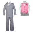 thumbnail image 2 of 7pc Baby Toddler Boy Formal Party Medium Gray Suit w/ Satin Vest & Bow tie Sm-20, 2 of 4