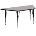 thumbnail image 1 of 29.5''W x 57.25''L Trapezoid Grey Thermal Laminate Activity Table - Height Adjustable Short Legs, 1 of 5