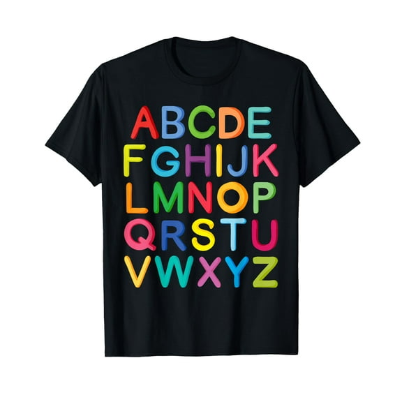 Colorful Uppercase Letters Alphabet learn ABCs Kids Teachers T-Shirt