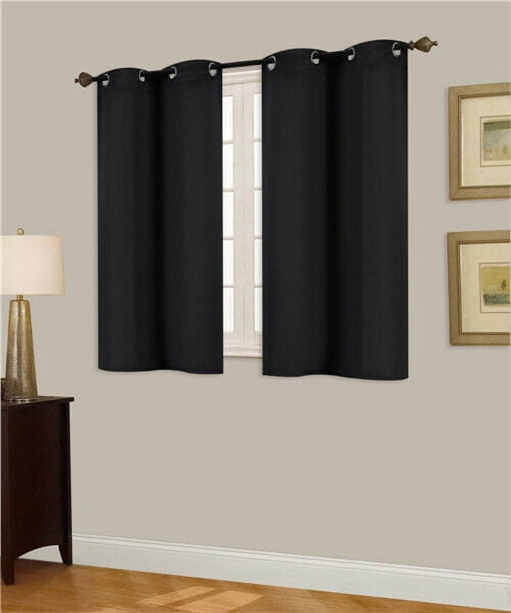 Kitchen Window Tier Curtain Set - 2 Solid Panels, 30x36 Inches Each, Blackout & Thermal Lined