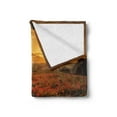 thumbnail image 2 of Flower Soft Flannel Fleece Throw Blanket, Poppy Field at Sunset Sun Beams Meadow Cloudscape Wildflower Scene, Cozy Plush for Indoor and Outdoor Use, 50" x 70", Marigold Scarlet, by Ambesonne, 2 of 5