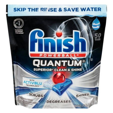 Finish - Quantum with Activblu Technology - 50ct - Dishwasher Detergent - Powerball - Ultimate Clean and Shine - Dishwashing Tablets - Dish Tabs