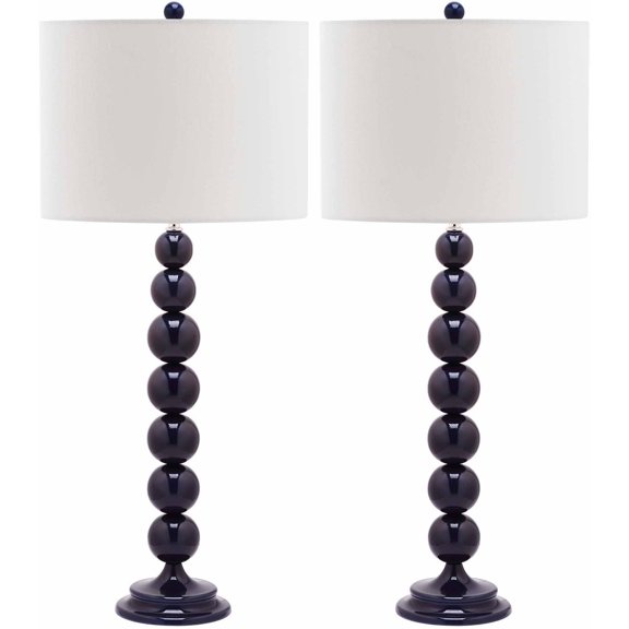 SAFAVIEH Jenna 31 in. H Stacked Ball Solid Table Lamp, Navy, Set of 2