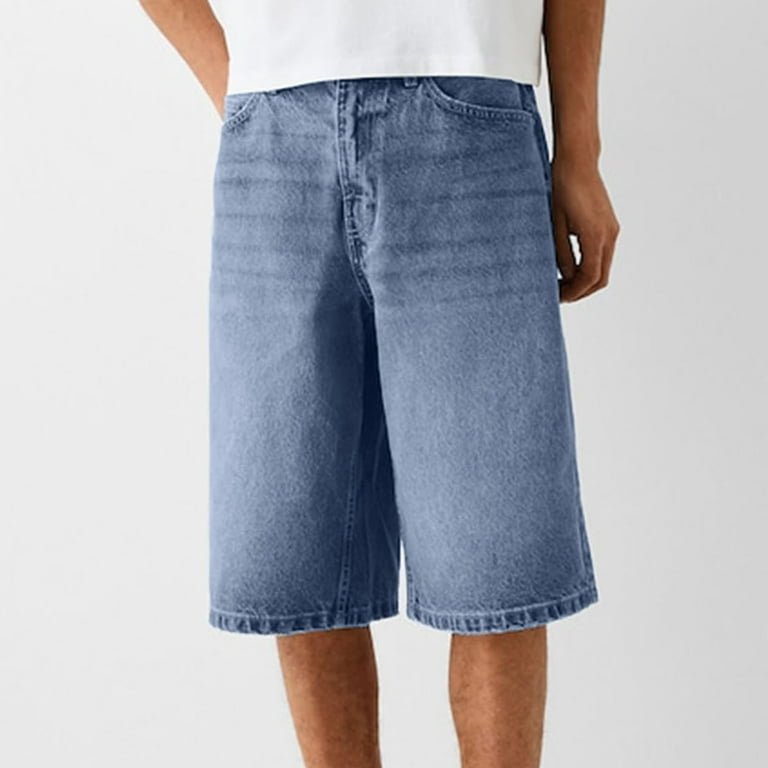 AFB BAGGY CARGO SHORTS BLUE バギー ショーツ L Baggy Cargo Shorts for Men Elastic Waist Jorts Oversized