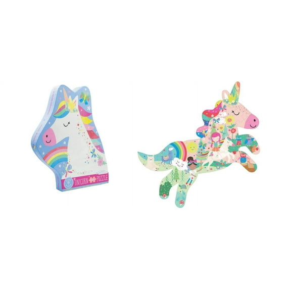 Floss & Rock Rainbow Unicor Unicorn Shaped Jigsaw Puzzle with Shaped Box, 40 Piece, 24 Inch