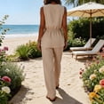 thumbnail image 5 of Women's Linen Sets V Neck Sleeveless Tunic Tank Tops & Wide Leg Pants Loose Fit Casual Homewear Fashion Trendy Loungewear 2026 Summer Beach Vacation Outfits, 5 of 9
