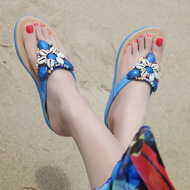 Sandalias de verano para mujer, sandalias con cuña, zapatos romanos de cristal, sandalias informales con punta abierta Wmkox8yii ytu9446