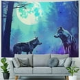 thumbnail image 4 of Chilfamy Psychedelic Wolf Tapestry Predator Wolves Howling on Mountain Tapestry Wall Hanging Full Moon in Galaxy Starry Sky Tapestry for Boys Men Bedroom Living Room Dorm Decor Painting, 4 of 6