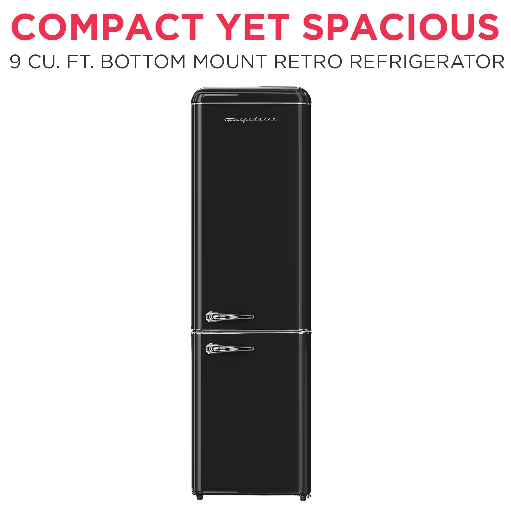 Frigidaire 9.0 Cu. ft. Bottom Mount Retro Refrigerator, Apartment Size Compact Fridge in Black