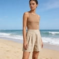 thumbnail image 6 of Admvng Women's Linen Shorts Pleated Summer Casual Trendy Shorts with Pockets, 6 of 7
