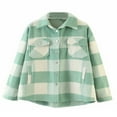 thumbnail image 1 of Womens Plaid Button Down Blouses Coat Thicken Jackets Cardigans Oversize Shirts S, 1 of 6