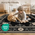 thumbnail image 4 of ODIKA 5'x7' Washable Area Rug Farmhouse Traditional Motif Delicate Border Detail Desk Dining for Small Living Room, Bedroom, Easy Care, Non-Shedding, Pet Friendly, 4 of 7