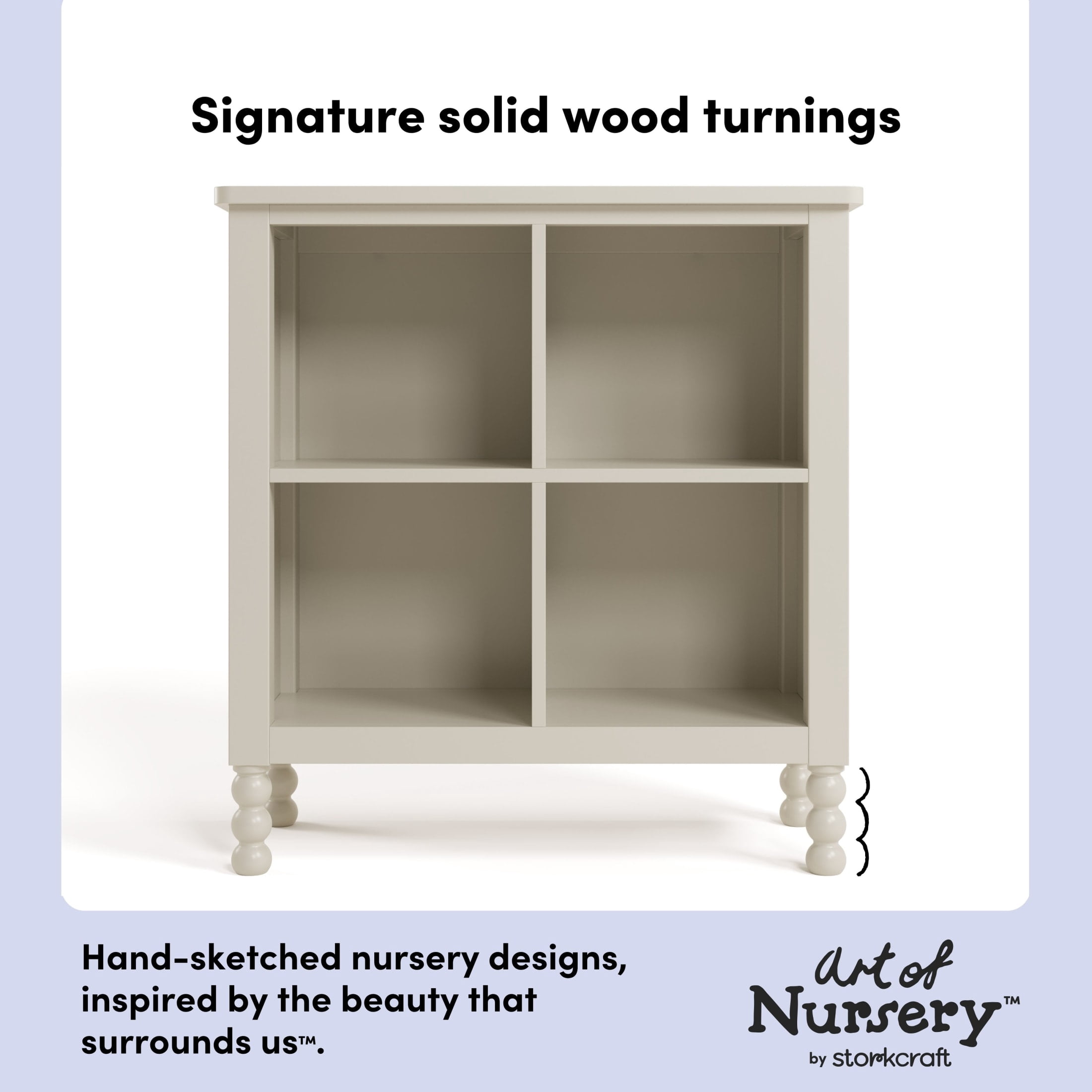Art of Nursery by Storkcraft Rio 4 Cube Storage Organizer Kids Bookcase - Frosted Oat