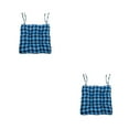 thumbnail image 4 of Inteprter Silla de forma cuadrada Almohadillas de poliéster Rejilla Cojín de piso cálido con lazos Alfombrilla de almohada antideslizante cuadrícula azul 43*42*12cm 2Conjunto, 4 of 6