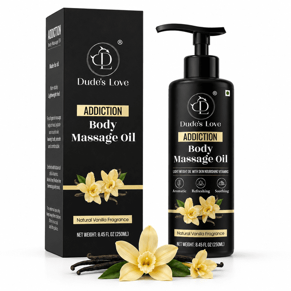 Organic Vanilla Edible Full Body Massage Oil - No Stain & Non-Sticky Fractionated Coconut Oil, Vanilla & Jasmine 8.45 Fl Oz