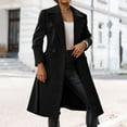 thumbnail image 2 of Manxivoo Trenchcoat Women's Women's Faux Wool Coat Blouse Thin Coat Trench Long Jacket Ladies Slim Long Belt Elegant Overcoat Outwear Trench Coat Women Black, 2 of 7