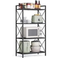 thumbnail image 1 of 4-Tier Metal Storage Rack, Shelving Unit with X Side Frames, Dense Mesh, 12.6 x 23.6 x 44.3 Inches, for Entryway, Kitchen, Living Room, Bathroom, Industrial Style, Ink Black UBSC164B01, 1 of 11