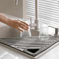 thumbnail image 7 of BUTOMKY Foldable Silicone Triangle Sink Caddy- Anti-Rust Roll-Up Dish Drying Rack with Sponge Holder, Over-The-Sink Organizer for Small Kitchen, Space-Saving Corner Drainer & Trivet‌, 7 of 7