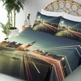 thumbnail image 4 of Ambesonne London Fitted & Top Sheet Set with Shams, Big Ben Urban Cityscape, Jade Green Dark Blue, 4 of 7