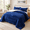 Navy Blue-Queen 86"x86", variant on Navy Blue Queen 86"x86" 3-Layer Luxury Flannel Fleece Sherpa Bed Blanket Set with 2 Pillow Shams