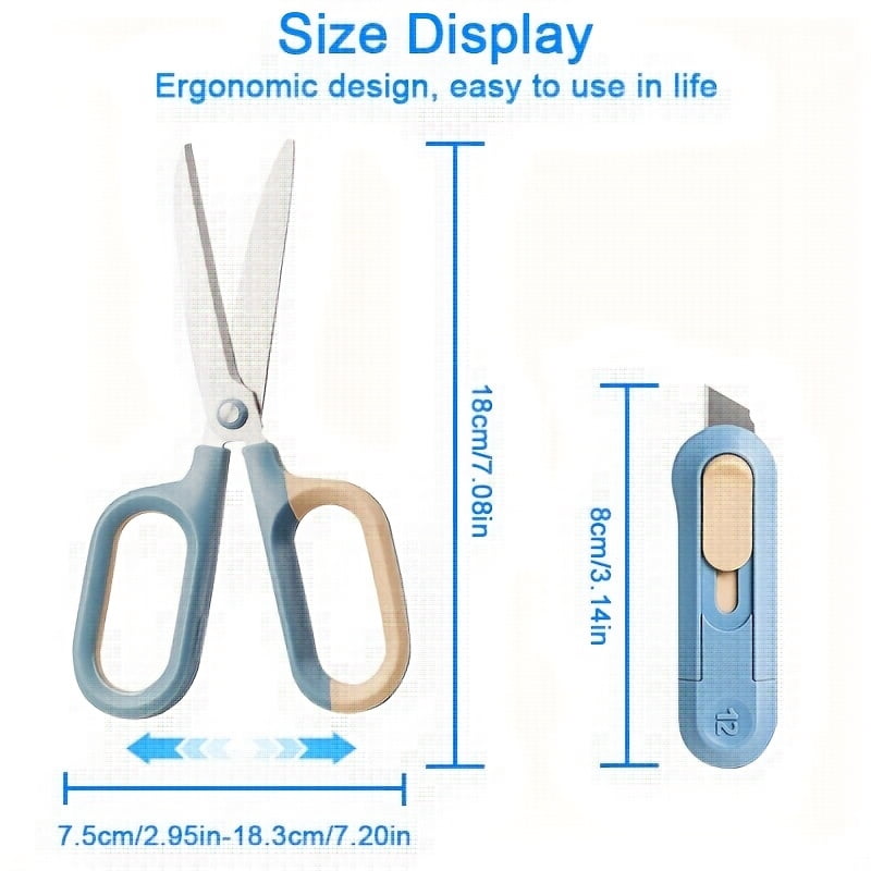 Scissors for Cutting Fabric,Made Of Sharp Stainless Steel,Sewing Scissors,Scissors Craft,Multi-functional And Of High Quality with Retractable Utility Knife,Ergonomic Handle,Perfect for Sewing Arts