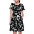 thumbnail image 1 of Disketp Skull bird bat spider para Vestido de Manga Corta para Mujeres, Vestidos de Verano para Mujeres, Casual y Holgado para la Playa, 1 of 6