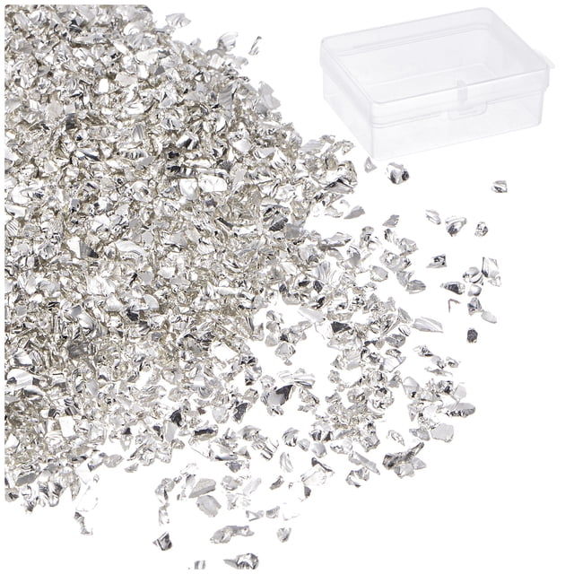50g Chips de vidrio triturado 1-3mm, tono plateado