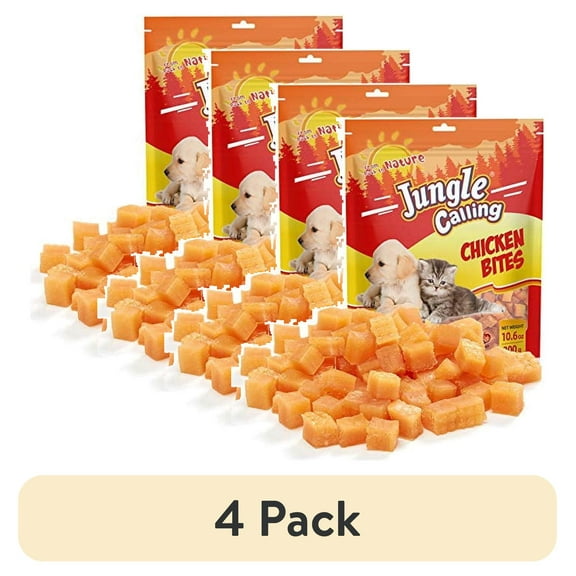 (4 pack) Jungle Calling Dogs Training Treats, Grain Free Soft Chewy Chicken Treats for Training Rewards,11 Ounce