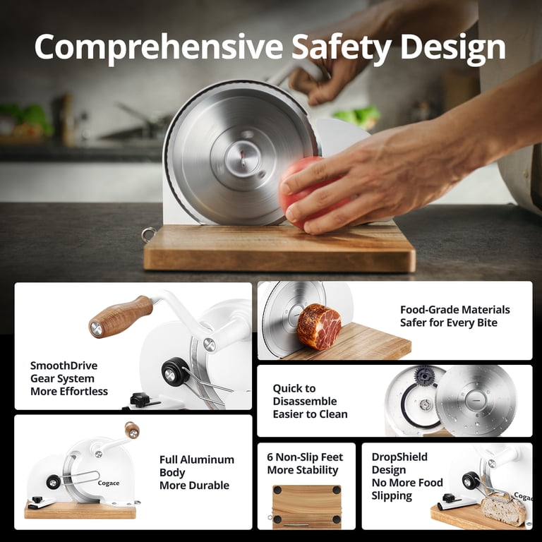 Cogace Foldable Manual Bread & Meat Slicer, Dual German RSG Blades