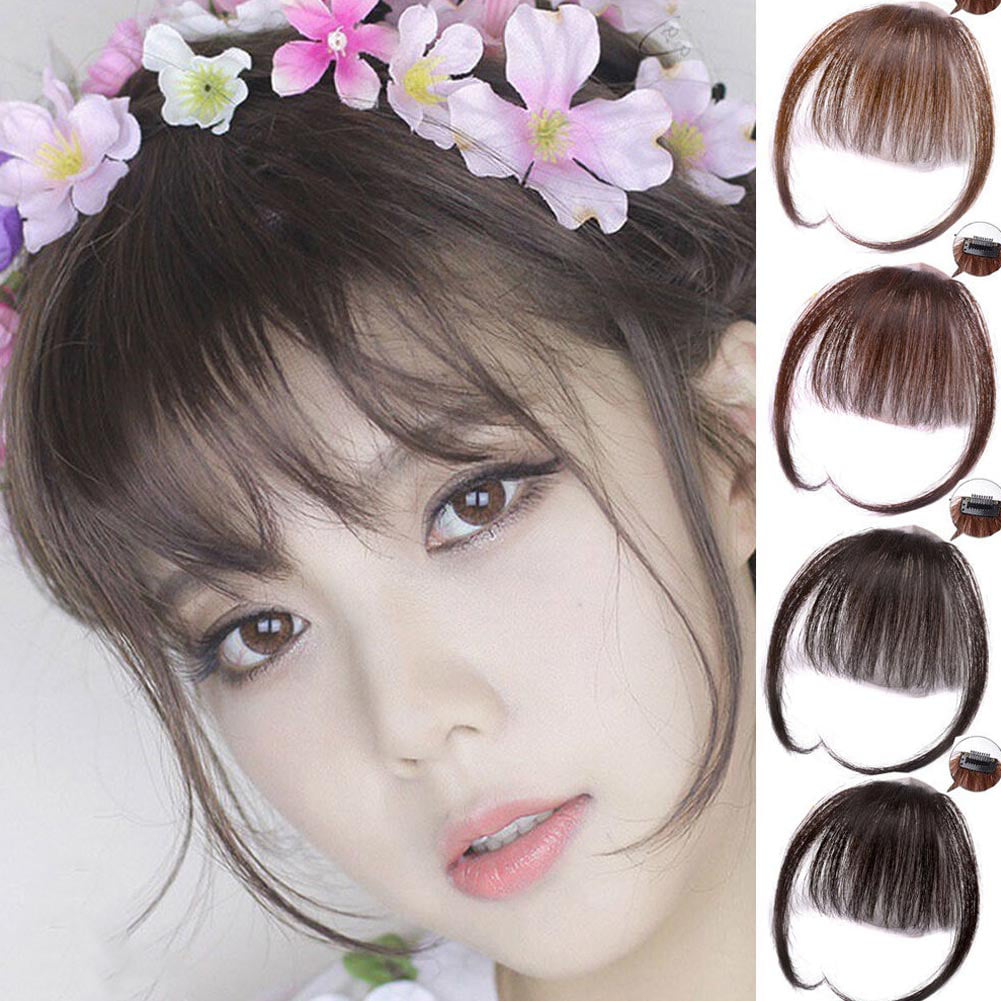 Thin Neat Air Bangs Fake Hair Seamless Clips in Front Fringe Girls  Hairpiece New | Walmart Canada