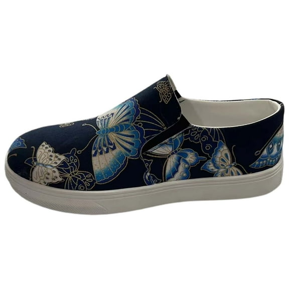 GEZHEN Women's Butterfly Casual Shoes Summer Fashion Sneakers Striped Flower Pattern Comfortable Shoes Non Slip Low Top Platform Shoes