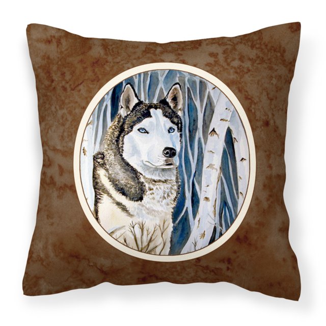 "Almohada decorativa de tela de Caroline's Treasures Siberian Husky 7137PW1414, 14Hx14W, multicolor" Caroline's Treasures 7137PW1414