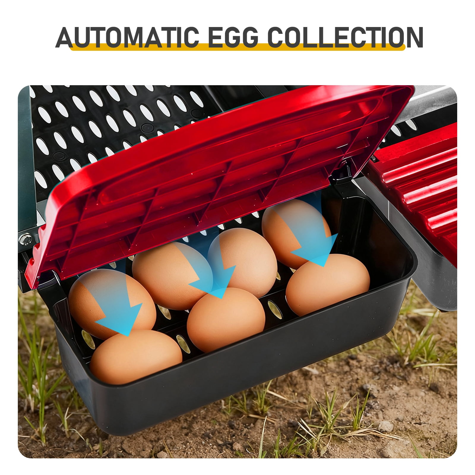 Chicken Nesting Box, 8 Compartment Roll Away Nesting Box for Laying Eggs, Wall Mount Chicken Nesting Boxes, Easy Egg Collection, Cleanable Pull Out Hen Roosting Boxes, 8 Holes, Red