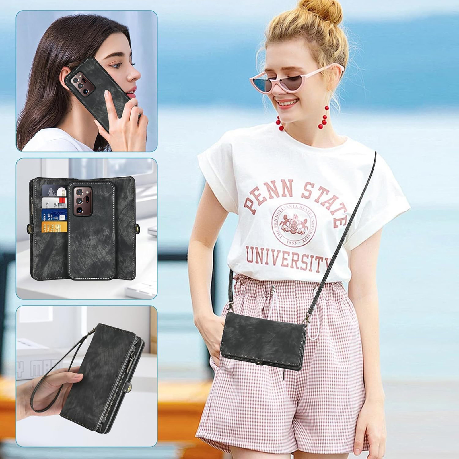 Asuwish Compatible with Samsung Galaxy Note 20 Ultra 5G Phone Case Zipper Wallet Screen Protector Strap Flip Card Holder Cell Cover for Note20 Plus Notes 20Ultra Note20+ U + 20+ Twenty Not S20 Black