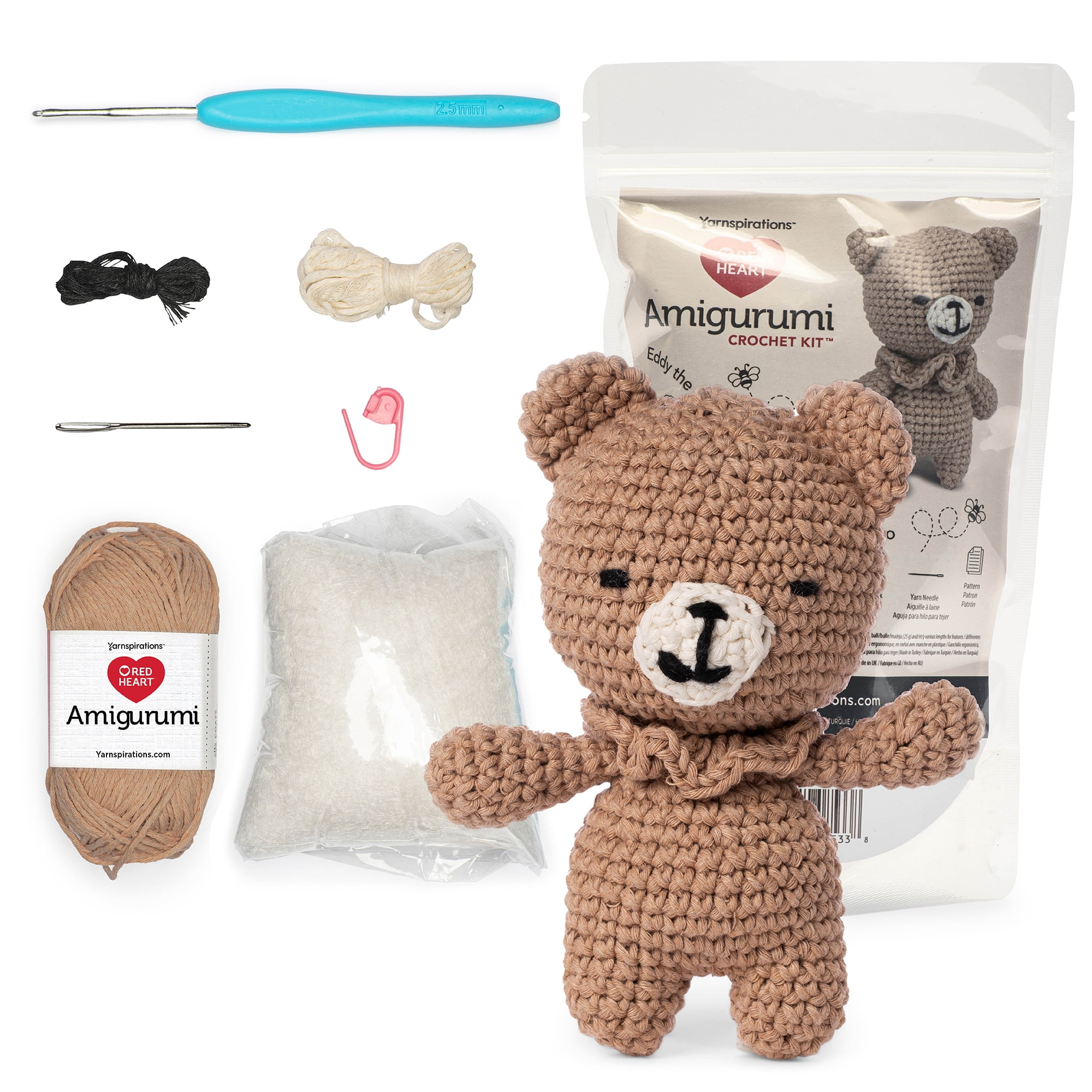 (2 pack) Red Heart Amigurumi Crochet Kit, Eddy the Bear