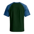 thumbnail image 5 of Havenx Mens Denim Shirt Raglan Sleeves Patchwork Shirt Short Sleeve Round Neck Tee Contrast Colors Lightweight Casual Comfy Gym Fashion Clothing,Dark Green 3XL, 5 of 5