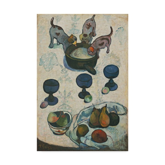 Trademark Fine Art 'With Three Puppies' Canvas Art by Paul Gauguin