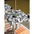 thumbnail image 2 of Outdoor Tablecloth with Umbrella Hole for Patio/Picnic/Party/Camping, Sage Green Black Geometric Waterproof Table Cloth Square Cover Washable, Abstract Art Modern Line (60"x 60"), 2 of 8